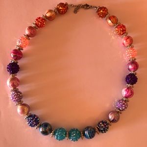 Handmade puffer bead choker necklace multicolored